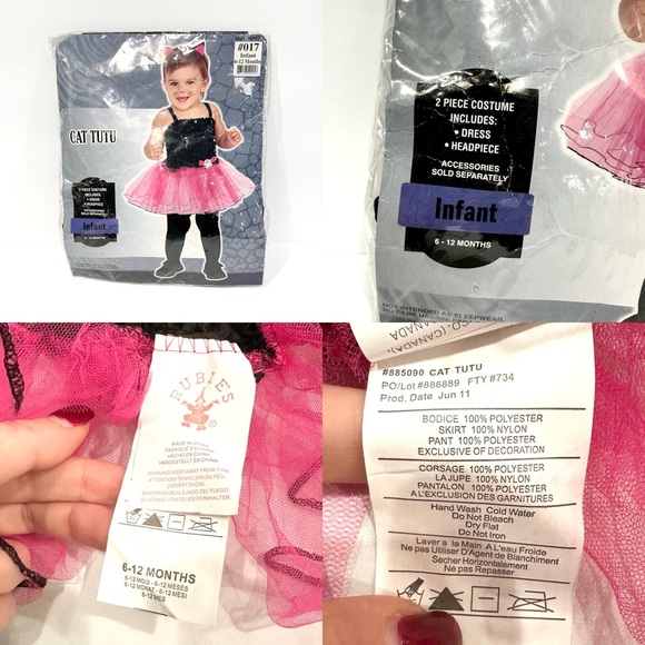 Rubie's Infant Toddler 4pc Cat Tutu Halloween Cosplay Costume - Picture 8 of 8